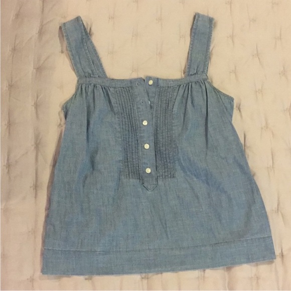 J Crew Chambray Sleeveless Tank Blouse With Pockets - Picture 1 of 5